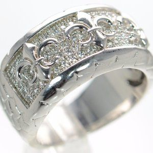 925 Sterling Silver Micro Pave Fleur De Lis Band Ring